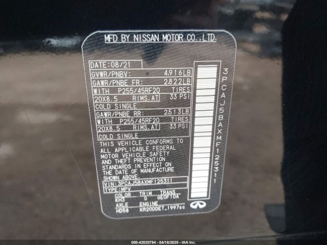 2021 INFINITI QX50 3PCAJ5BAXMF125311 Photo 8