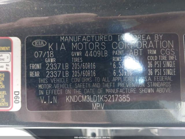 KNDCM3LD1K5217385 KIA Niro Plug-in Hybrid Lx