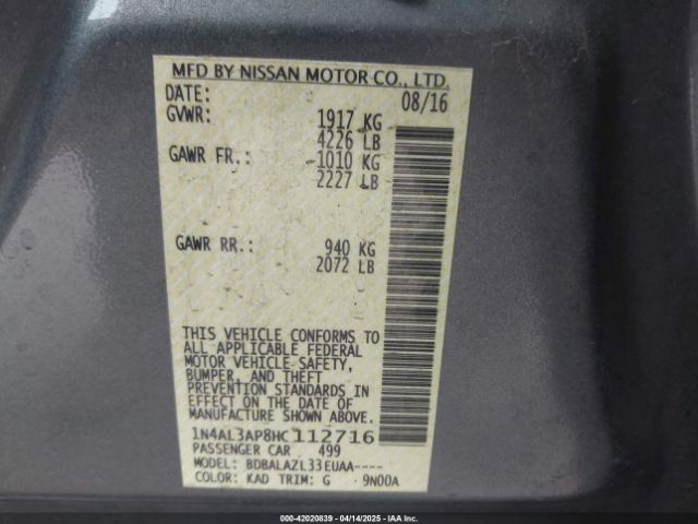 1N4AL3AP8HC112716 Nissan ALTIMA 2.5
