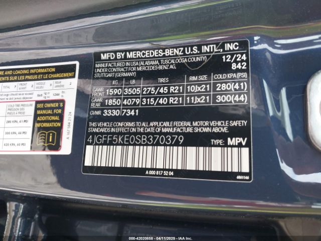 2025 MERCEDES-BENZ GLS 450 4JGFF5KE0SB370379 Photo 8