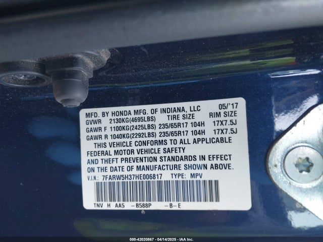 7FARW5H37HE006817 Honda CR-V LX