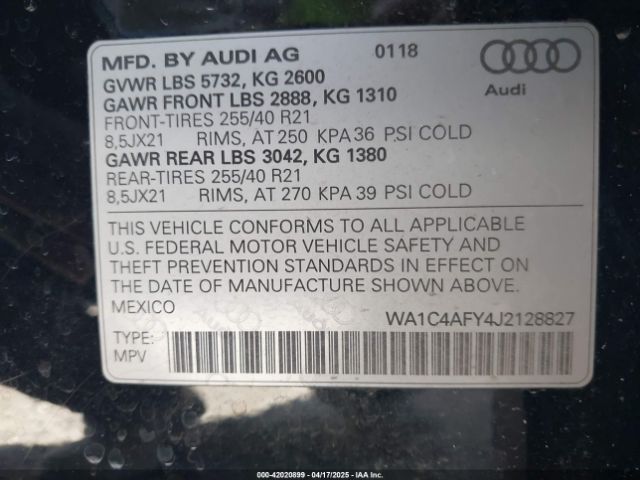 WA1C4AFY4J2128827 Audi Sq5 3.0t Premium Plus