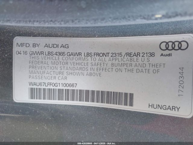 WAU67LFF0G1100667 Audi A3 1.8t Premium