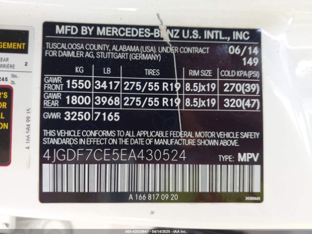 4JGDF7CE5EA430524 Mercedes-Benz Gl 450 4matic