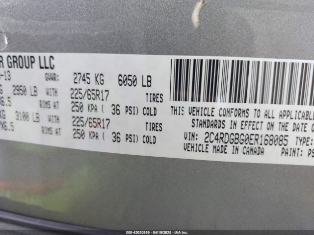 2C4RDGBG0ER168085 Dodge Grand Caravan Se