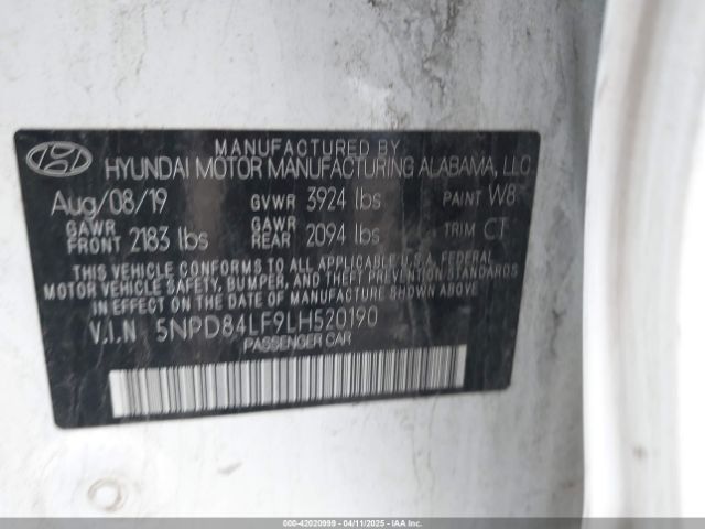 5NPD84LF9LH520190 Hyundai ELANTRA SEL
