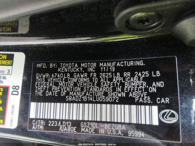 2020 LEXUS ES 350 58ADZ1B14LU059072 Photo 8