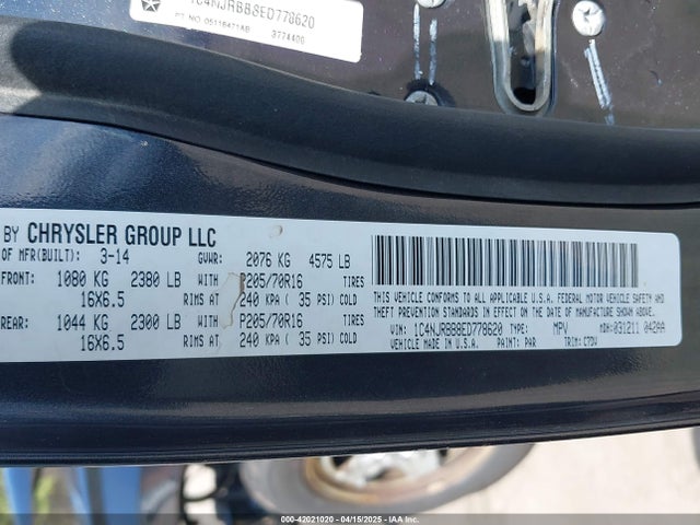 1C4NJRBB8ED778620 Jeep Patriot Sport