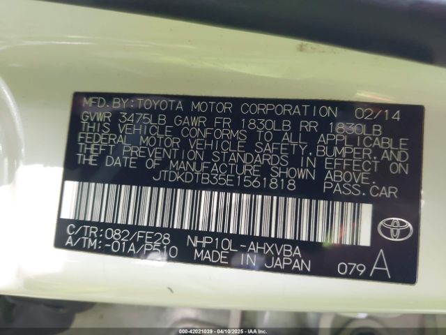 JTDKDTB35E1561818 Toyota Prius C One