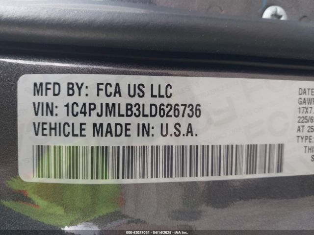 1C4PJMLB3LD626736 Jeep Cherokee Latitude Plus 4x4