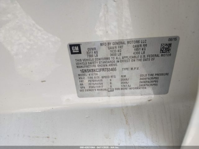 1GNSKBKC3FR733466 Chevrolet Tahoe Lt