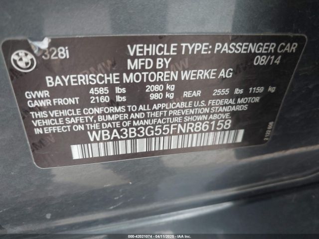 WBA3B3G55FNR86158 BMW 328i Xdrive