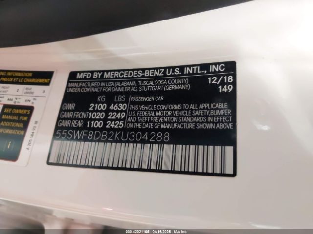 55SWF8DB2KU304288 Mercedes-Benz C 300