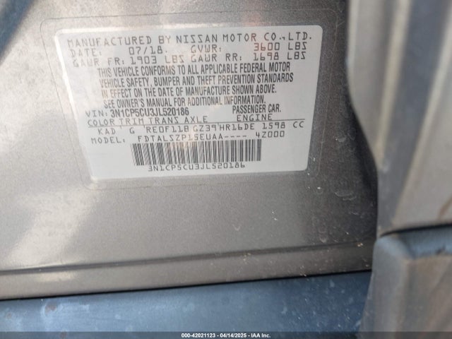 3N1CP5CU3JL520186 Nissan Kicks
