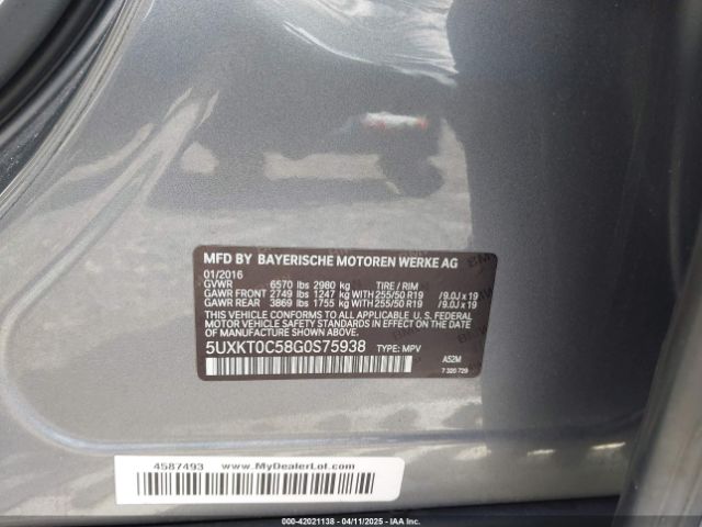 5UXKT0C58G0S75938 BMW X5 Edrive Xdrive40e