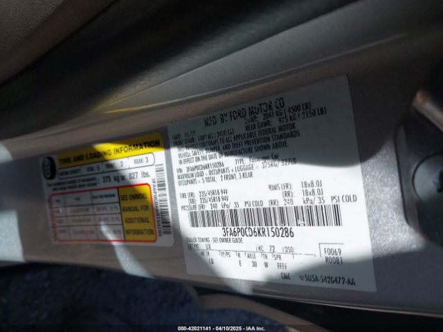 3FA6P0CD6KR150286 Ford FUSION SEL