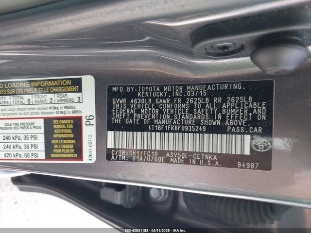 4T1BF1FK6FU935249 Toyota CAMRY LE