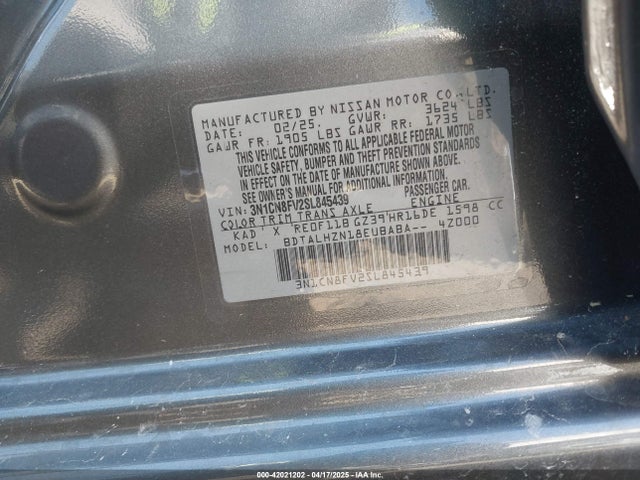 Nissan Versa 1.6 Sr 2025 3N1CN8FV2SL845439 Image 9