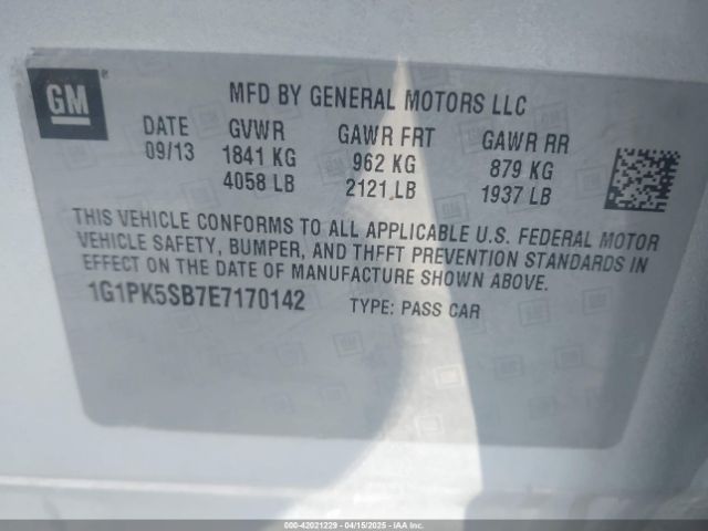 1G1PK5SB7E7170142 Chevrolet CRUZE LT