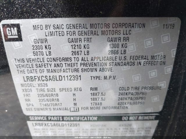 LRBFXCSA6LD112391 Buick Envision Fwd Essence
