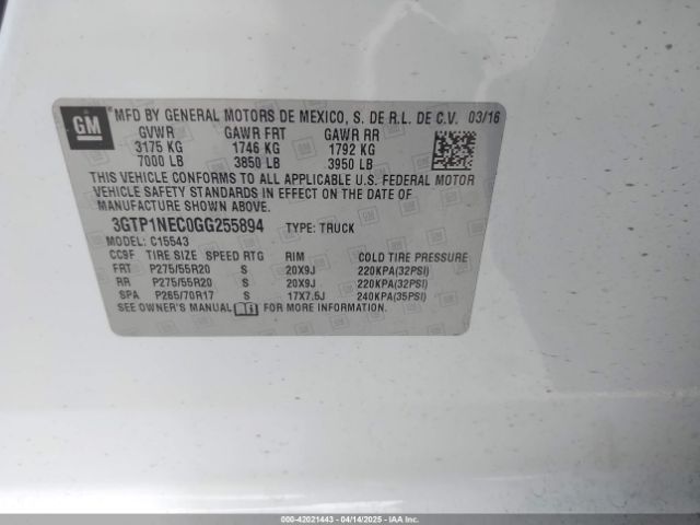 3GTP1NEC0GG255894 GMC Sierra 1500 Slt