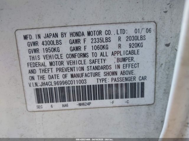 2006 ACURA TSX JH4CL96996C011003 Photo 8