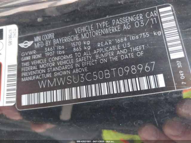 2011 MINI COOPER WMWSU3C50BT098967 Photo 8