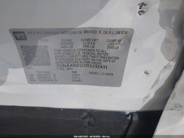3GNAXKEG3RS232431 Chevrolet Equinox Fwd Lt