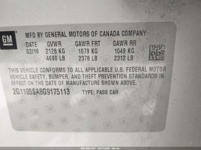 2G1105SA8G9175113 Chevrolet IMPALA 1LT