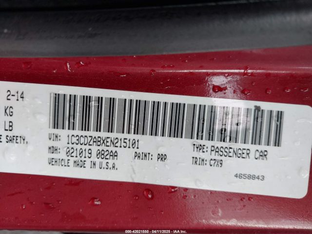 1C3CDZABXEN215101 Dodge AVENGER SE