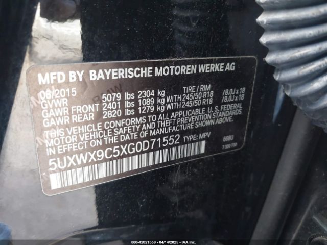 5UXWX9C5XG0D71552 BMW X3 Xdrive28i
