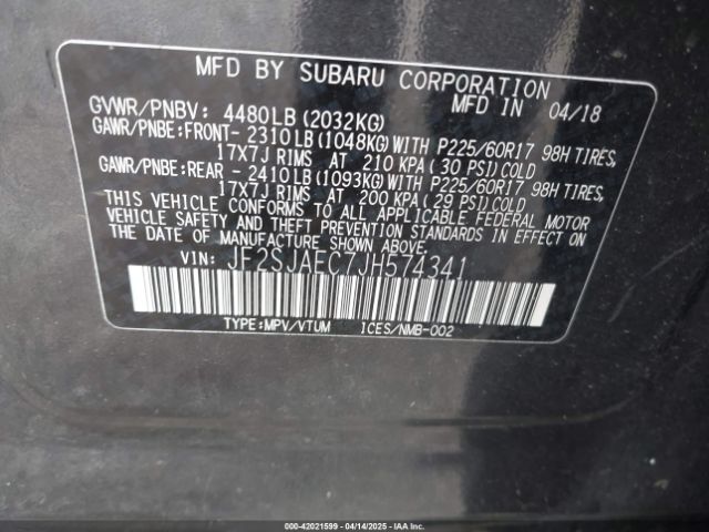 JF2SJAEC7JH574341 Subaru Forester 2.5i Premium