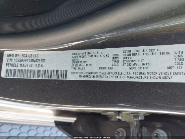 1C6SRFFT7MN825732 RAM 1500 Big Horn  4x4 5'7 Box