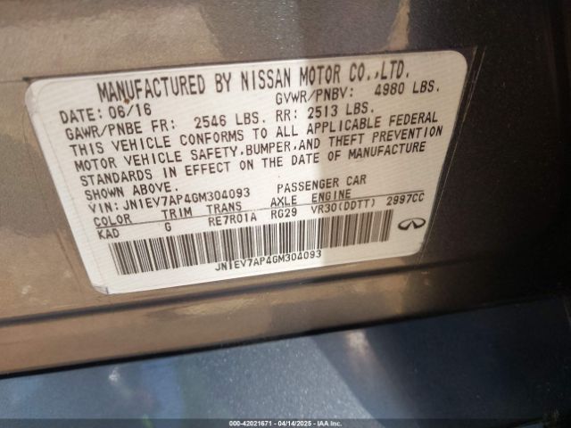 JN1EV7AP4GM304093 Infiniti Q50 3.0t Premium