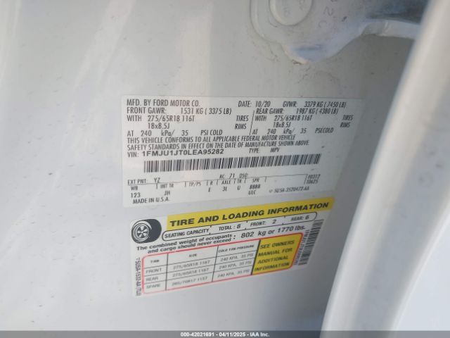 1FMJU1JT0LEA95282 Ford Expedition Xlt