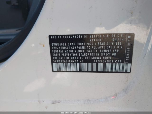 3VW2K7AJ1EM432147 Volkswagen Jetta 2.0l S