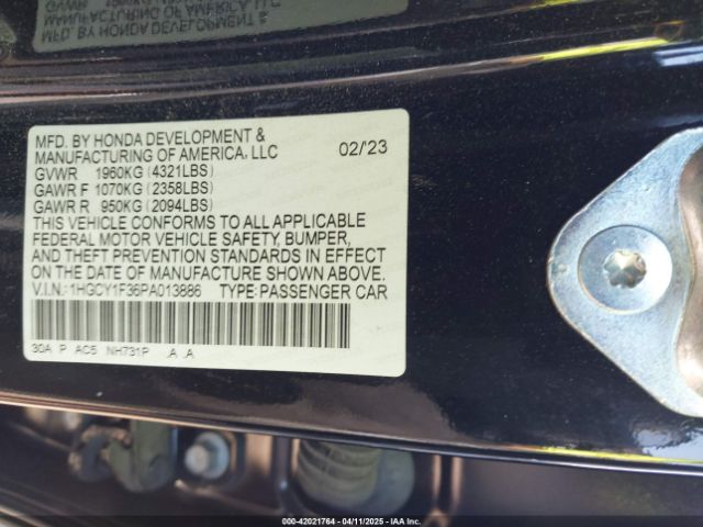 1HGCY1F36PA013886 Honda ACCORD EX