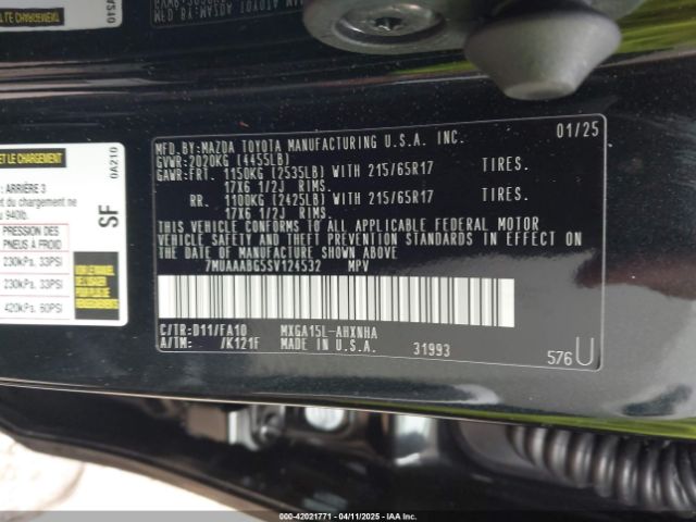7MUAAABG5SV124532 Toyota Corolla Cross L