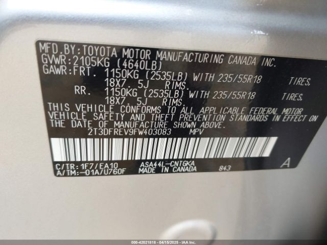 2T3DFREV9FW403083 Toyota Rav4 Limited