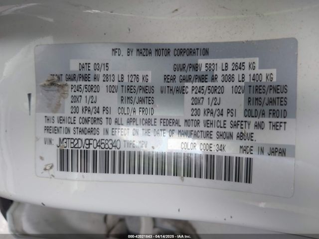 2015 MAZDA CX-9 JM3TB2DV9F0458340 Photo 8