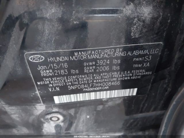 5NPD84LF7HH008466 Hyundai Elantra Limited