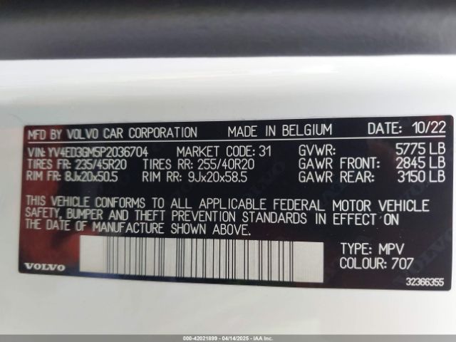 YV4ED3GM5P2036704 Volvo e400v6