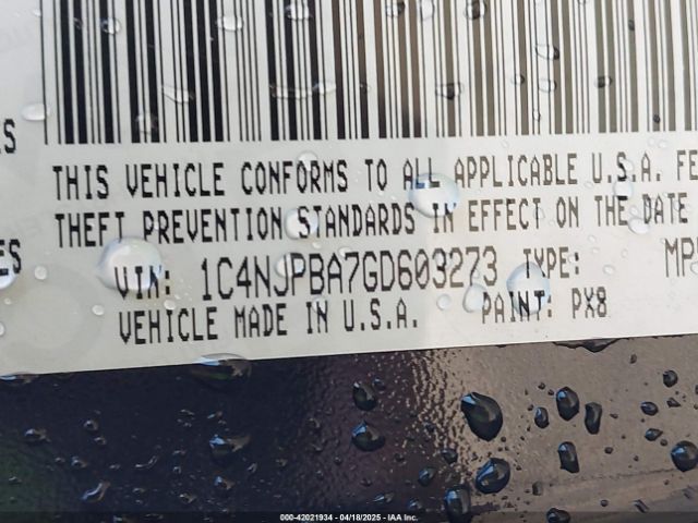 1C4NJPBA7GD603273 Jeep Patriot Sport Se