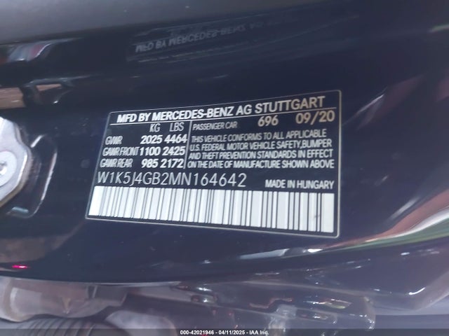 W1K5J4GB2MN164642 Mercedes-Benz CLA 250