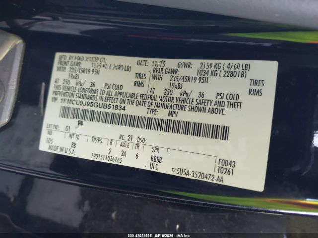 1FMCU0J95GUB51834 Ford Escape Titanium