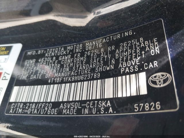 4T1BF1FK8HU623789 Toyota CAMRY SE