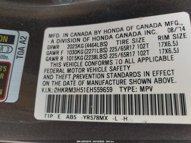 2HKRM3H51EH559659 Honda CR-V EX