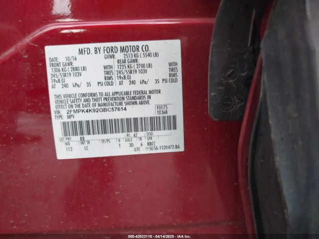 2016 FORD EDGE 2FMPK4K92GBC57614 Photo 8