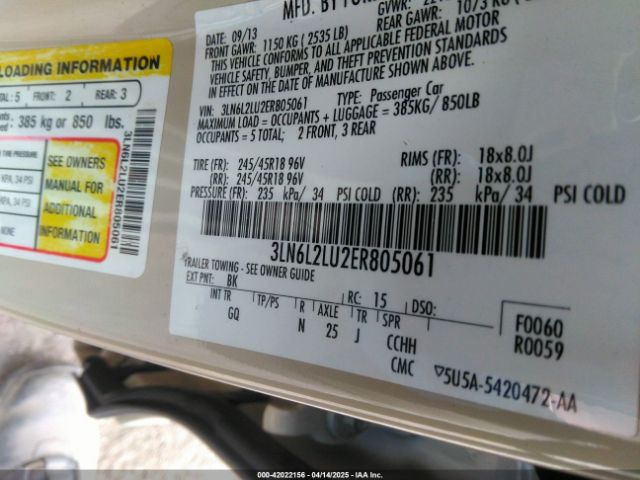 3LN6L2LU2ER805061 Lincoln MKZ HYBRID