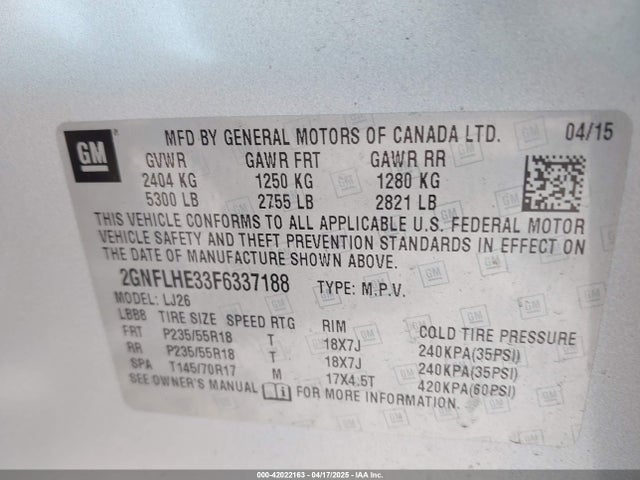 2GNFLHE33F6337188 Chevrolet Equinox Ltz